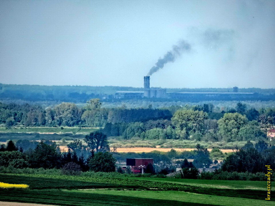 Kominy cementowni w Rejowcu Fabrycznym widoczne z Krasnegostawu