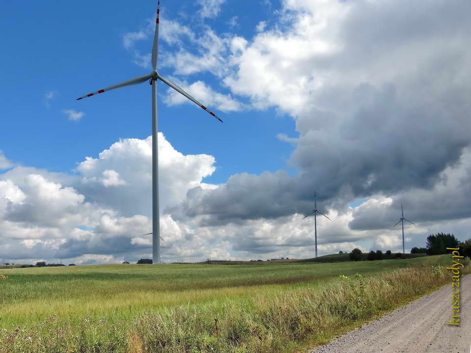 Elektrownie wiatrowe, okolice wsi Suczki i Wronki Wielkie w gminie Gołdap, powiat gołdapski, województwo warmińsko-mazurskie, zdjęcia z sierpnia 2013 roku